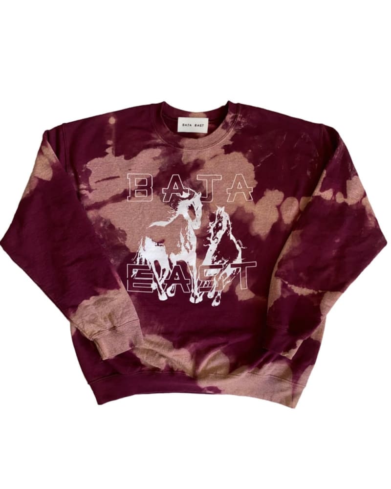 Front of a size 4 Fleece Crew With Freedom Horses in Burgundy/Peach by BAST EAST. | dia_product_style_image_id:275104